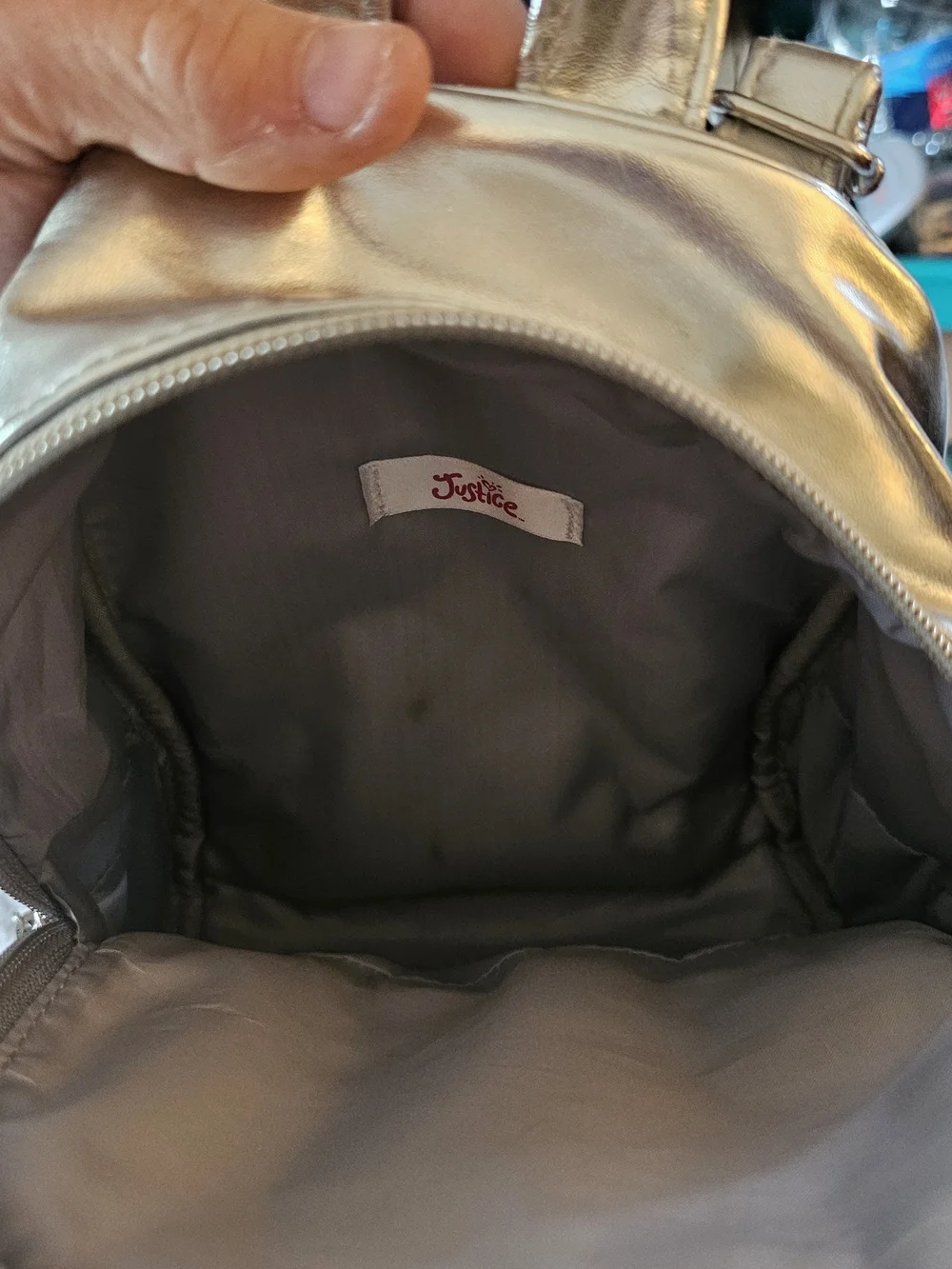 Justice Glitter 'S' Mini Backpack - Silver & Rose Gold